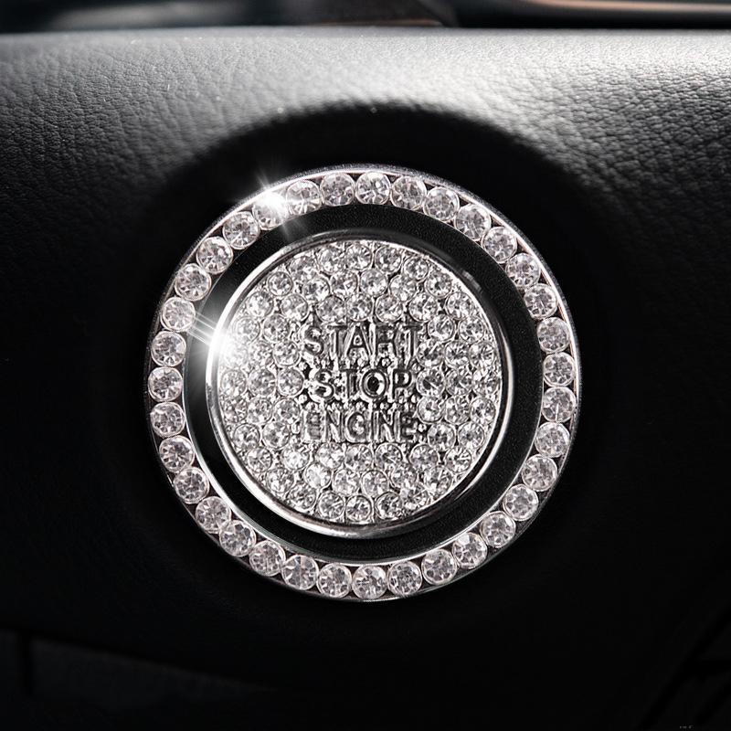 Car one-click start button fashion crystal logo